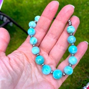 Dominican Larimar Bracelet Stainless Steel fits 7.75-9” wrist💙
